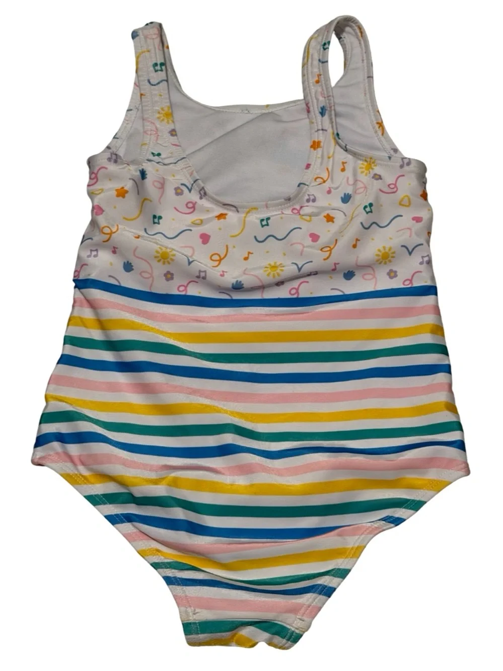Ms. Rachel Girls One Piece Swimsuit Multicolor Stripe Bow Beach Pool 5T